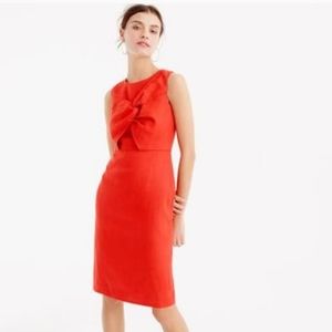 J. Crew Red Irish Linen Drape Knot Sheath dress